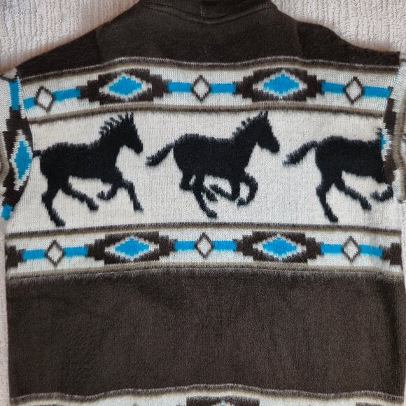 Earth Ragz Southwestern Horse Print Fuzzy Full Zip Hoodie  Size XL - Picture 8 of 14
